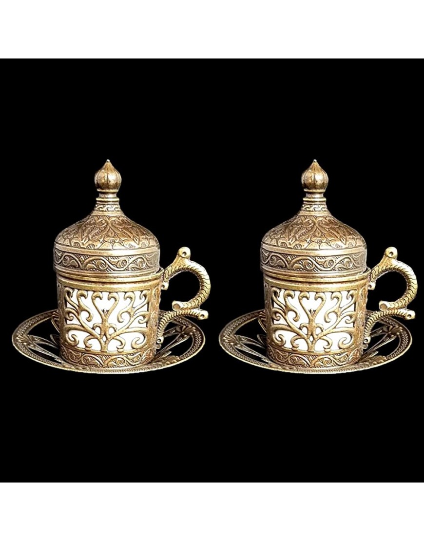 Deux Ottoman Turc marocain en laiton bronze Thé Tasse de café - B7V9DZNNL