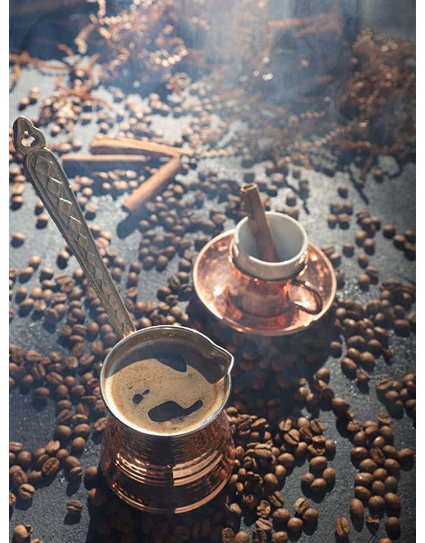 Erotto Lot de 2 tasses à café en cuivre pour 2 personnes – Café turc spécial – Tasse à café orientale rouge cuivré - BDQ8KXCTG