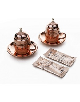 Erotto Lot de 2 tasses à café en cuivre pour 2 personnes – Café turc spécial – Tasse à café orientale rouge cuivré - BDQ8KXCTG