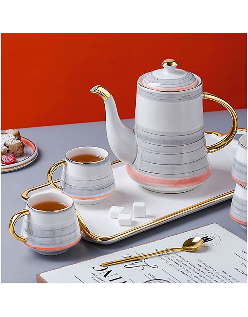 European Ceramic Coffee Cup Set Creative Golden Stroke Home Hotel Afternoon Tea Kettle Cup Gift Box - B7349YMCB