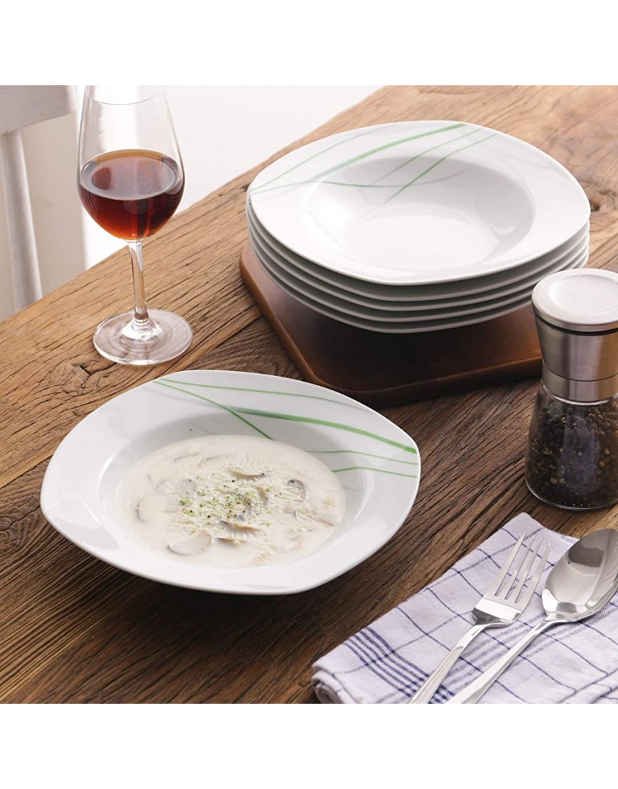 VEWEET série Aviva Assiette Creuse en Porcelaine Assiette à Soupe 6 Pièces 21 cme - BQN4AOUHT