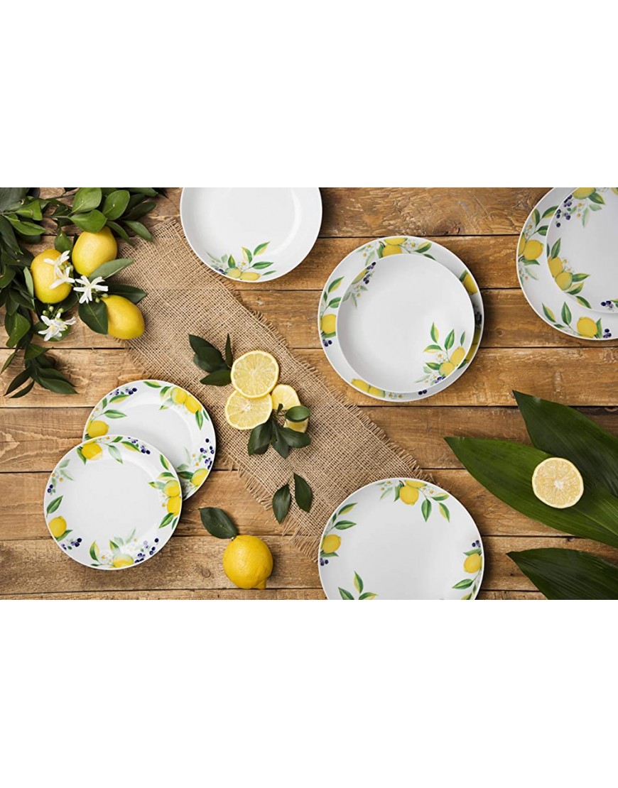 Excelsa Lemon Service de Table 18 pièces Porcelaine Blanc Citrons - B8BMEJUXY