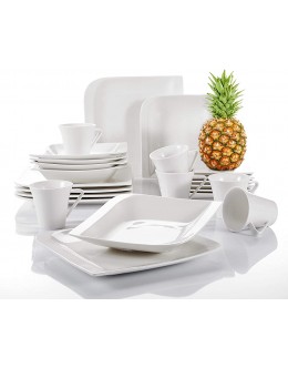 vancasso série Gitana vaisselle blanche service de table 30 pièces pour 6 personnes en porcelaine - BMJBMXVPV