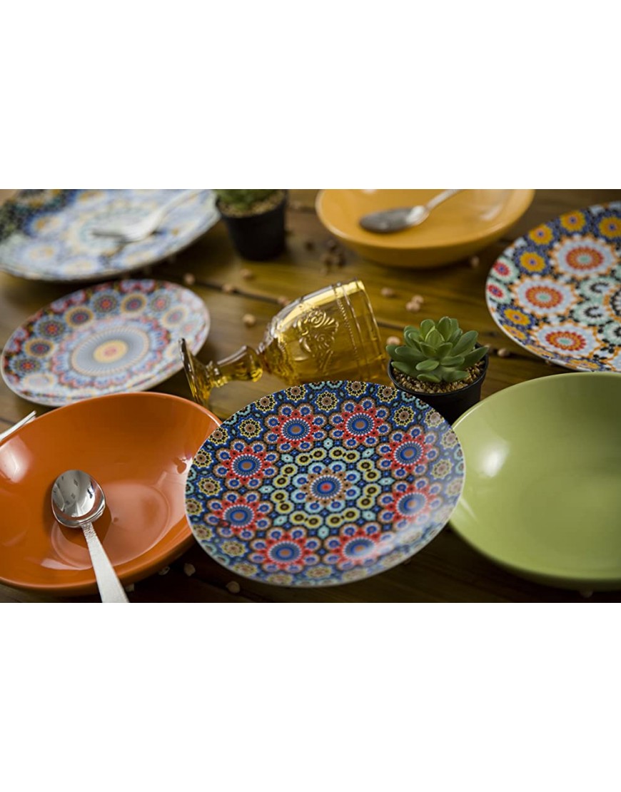 Villa d'Este Home Tivoli Marrakech Service de table 18 pièces en porcelaine grès multicolore 27 x 27 x 5 cm - BK387LBCX
