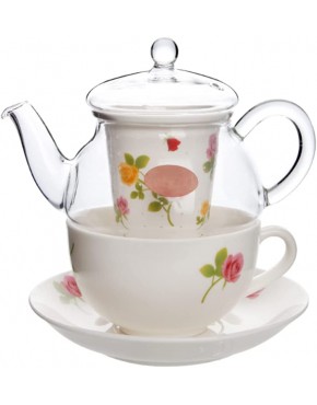 Hengfu Service à thé en Verre et Céramique Impérial pour un thé de après-midi Théière Dispensateur| 100% SÛR HOMOLOGUÉ FDA sans BPA avec un filtre en céramique - BWJ8VTJFM
