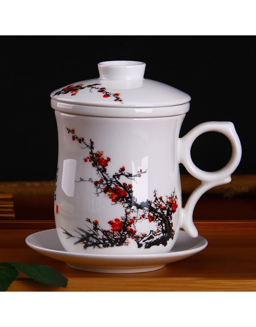 XIDUOBAO Chinese Style Porcelain Handmade Kung Fu Tea Cup,Ceramic Tea Cup With Loose Leaf Tea Brewing System Beautifully Designed Tall Tea Infuser Cup With Saucer & Lid - BDKW1DTCG