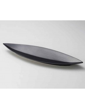 Bamboo Leaf 52.4cm Grand Plateau Black Ceramic Originale Japonaise - B2D87BNCX
