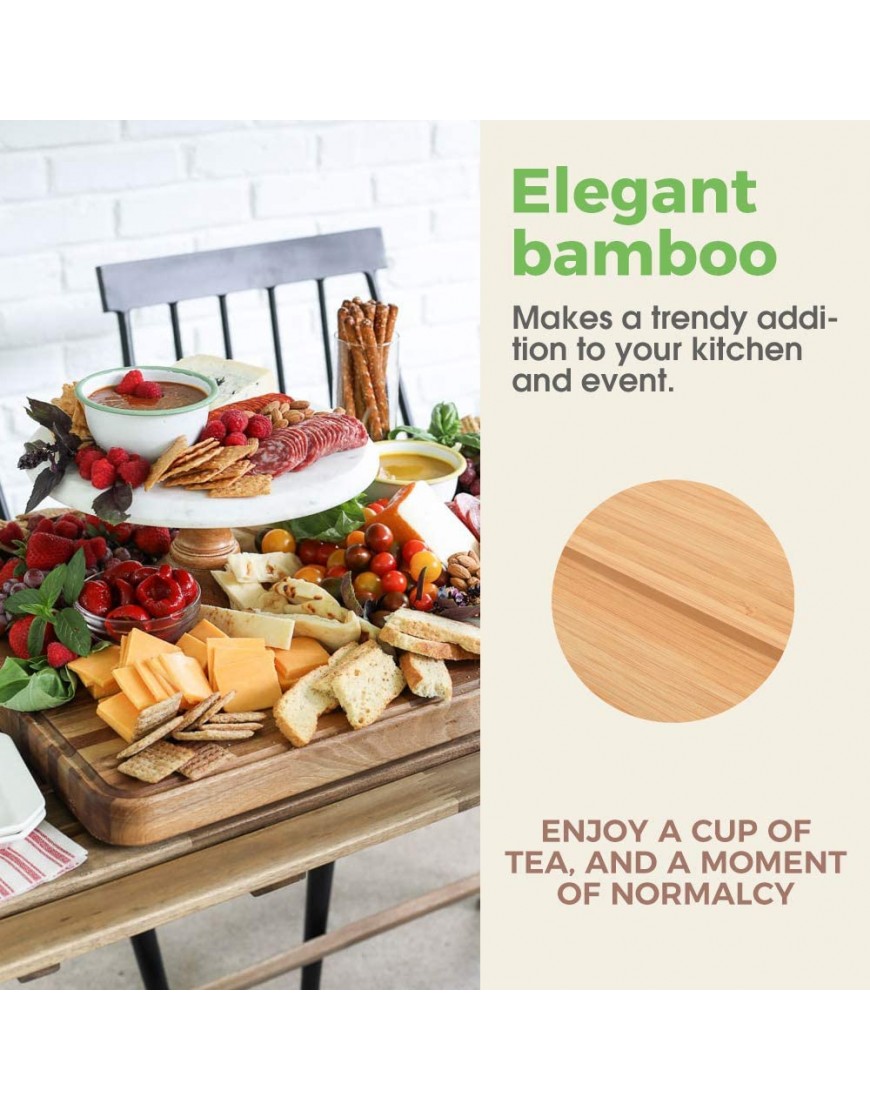 Hurricom plateaux à fromage en bambou avec 4 couteaux en acier inoxydable plateau de charcuterie de viande choix parfait pour un mariage. - BBVHKKIEK