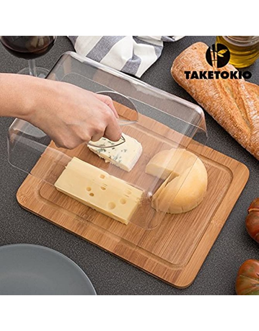 Cloche à fromage Bambou Plat de service rectangulaire avec couvercle 25x19x8 cm - BJ87WEWTR