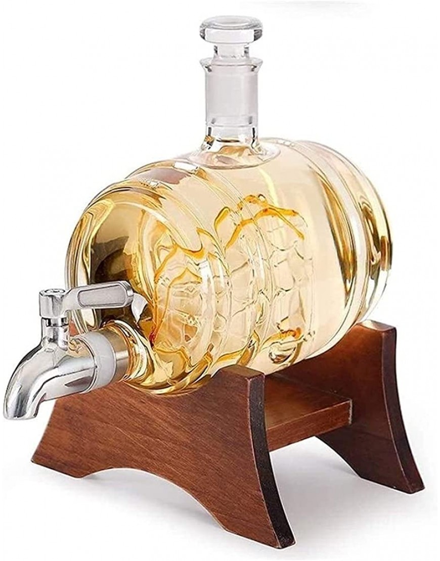 Decanter de whisky Decanter Whisky Decanter Whisky Decanter Distributeur de 1000 ml Distributeur de billard à baril à la main avec support en bois distributeur de boissons nautiques cadeaux de Bour - BH9KDVQOM