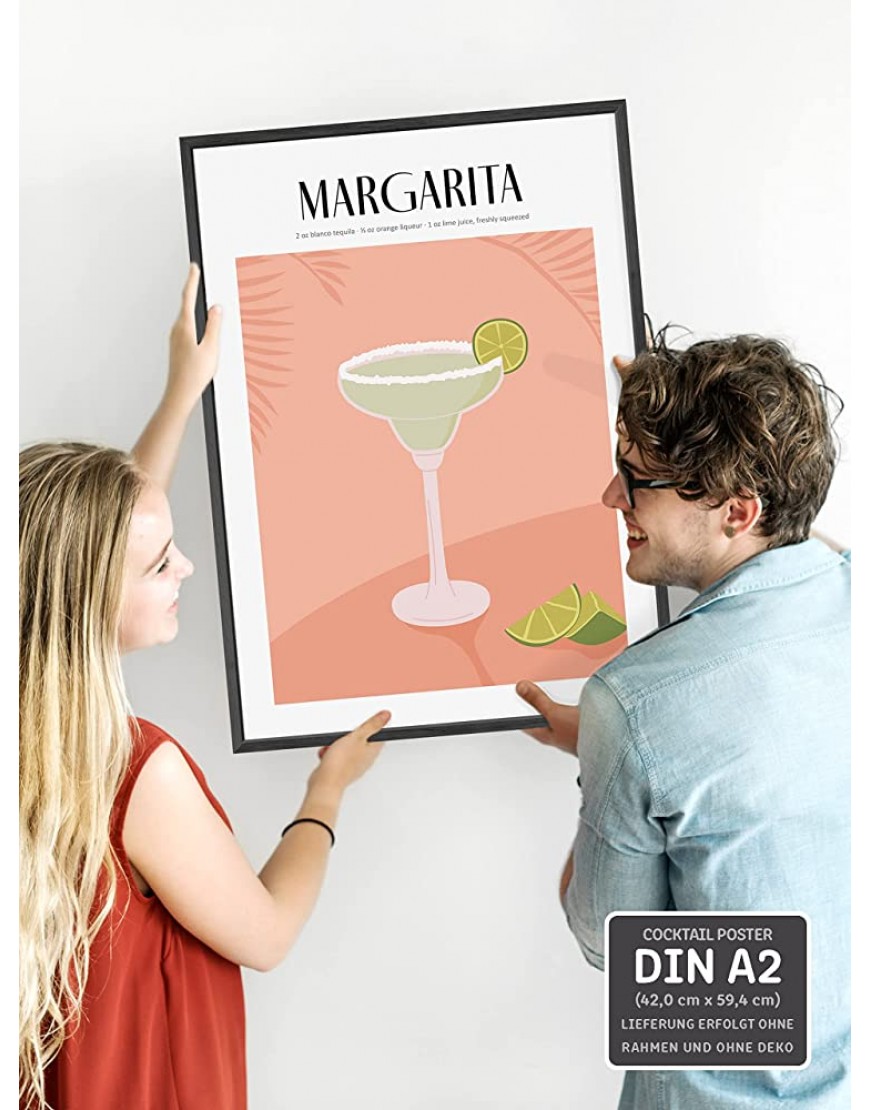 JUNOMI® Margarita Poster DIN A2 cocktail longdrink bar boissons cocktail | sans cadre - BKMBKBNED