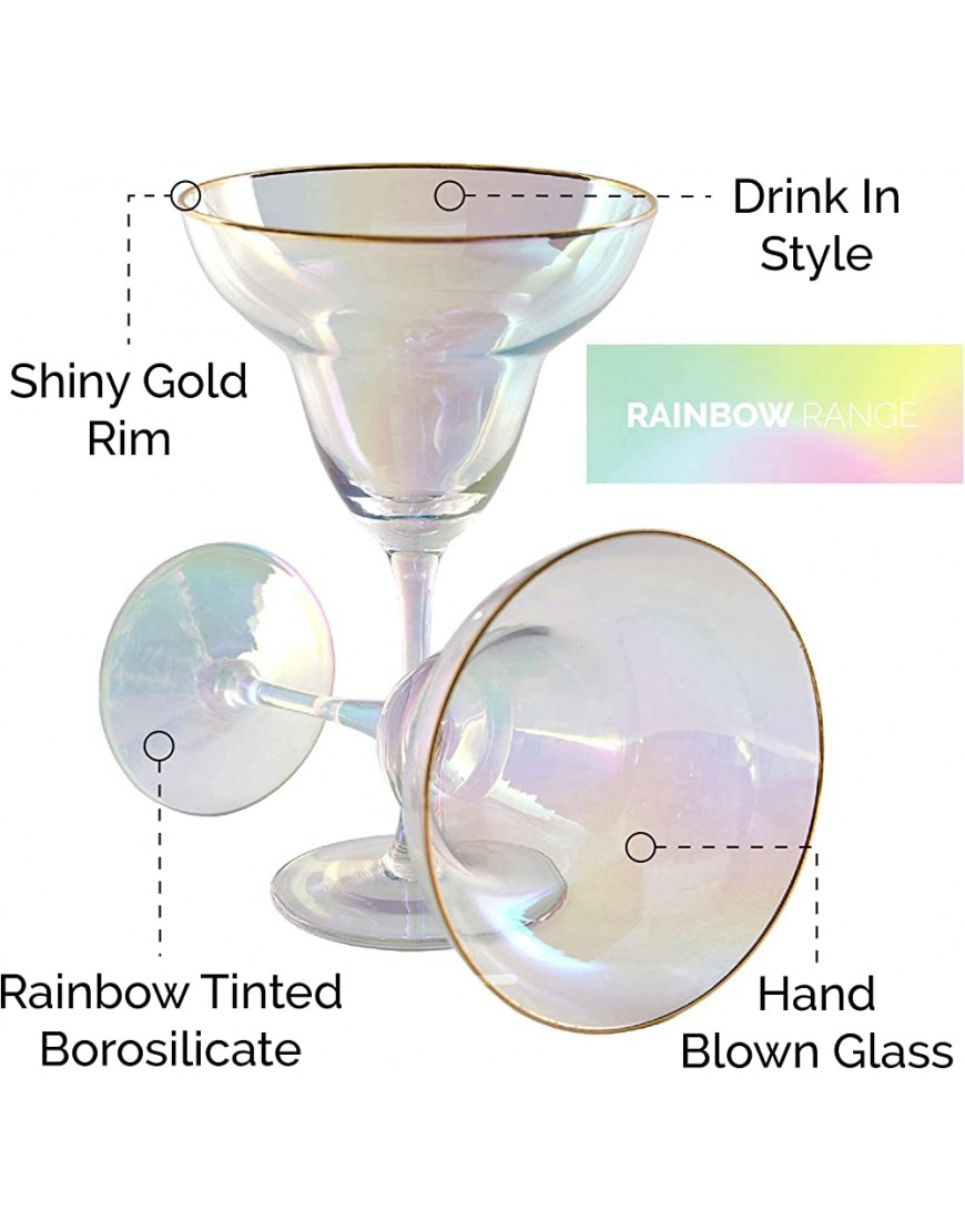 Root 7 g&Tea Rainbow Margarita Glasses Set of 2 - B7N83KCJQ