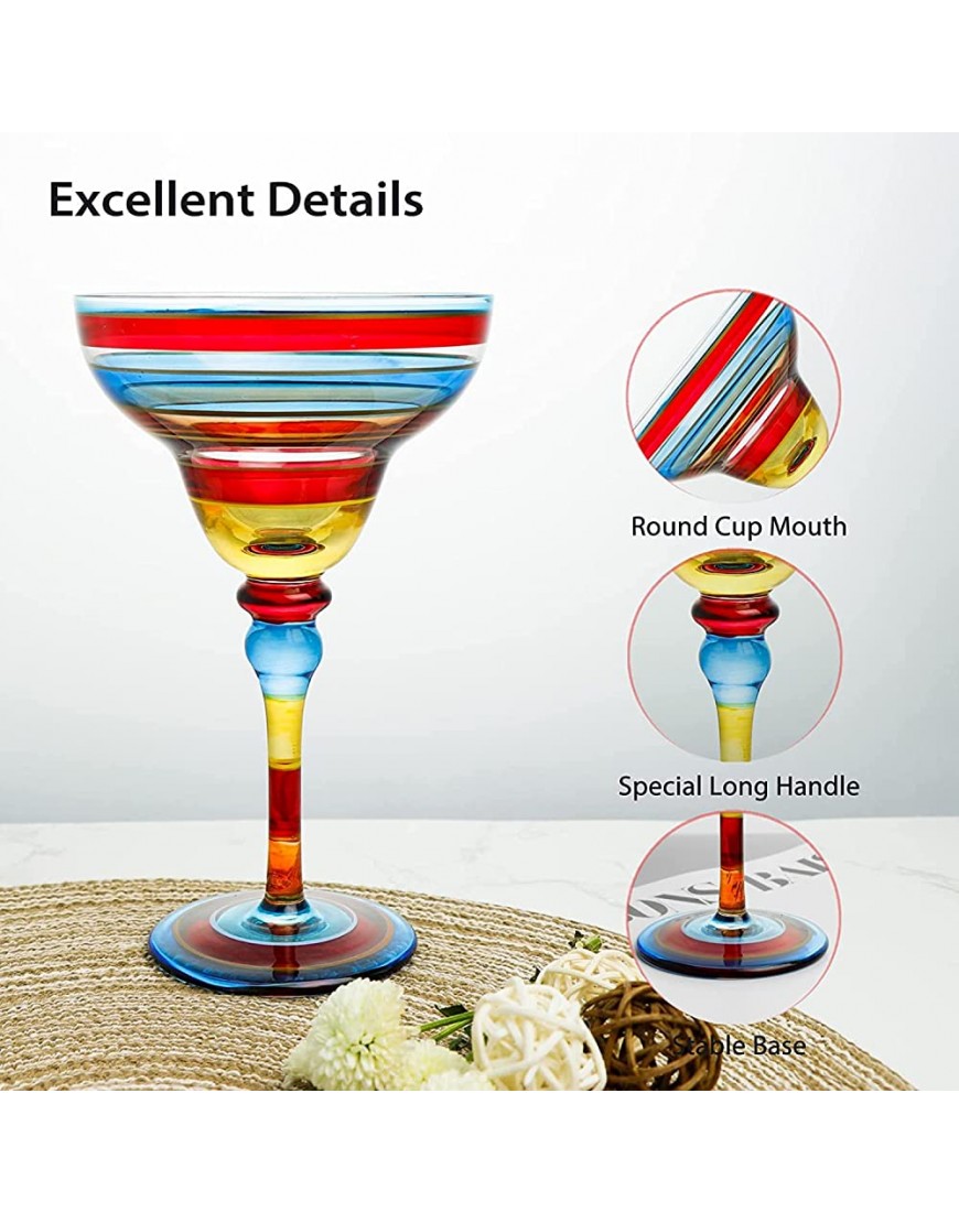 SOOMIO Hand Painted Margarita Glass Moroccan Collection Hand Painted Glassware by Artists Unique and Decorative Margarita Glasses Kitchen Table Décor D - B78H9MFBI
