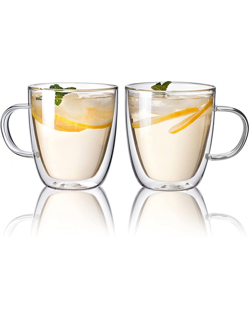CnGlass Lot de 2 tasses à expresso en verre transparent à double paroi avec poignée cappuccino latte thé - BK1V3JVFU