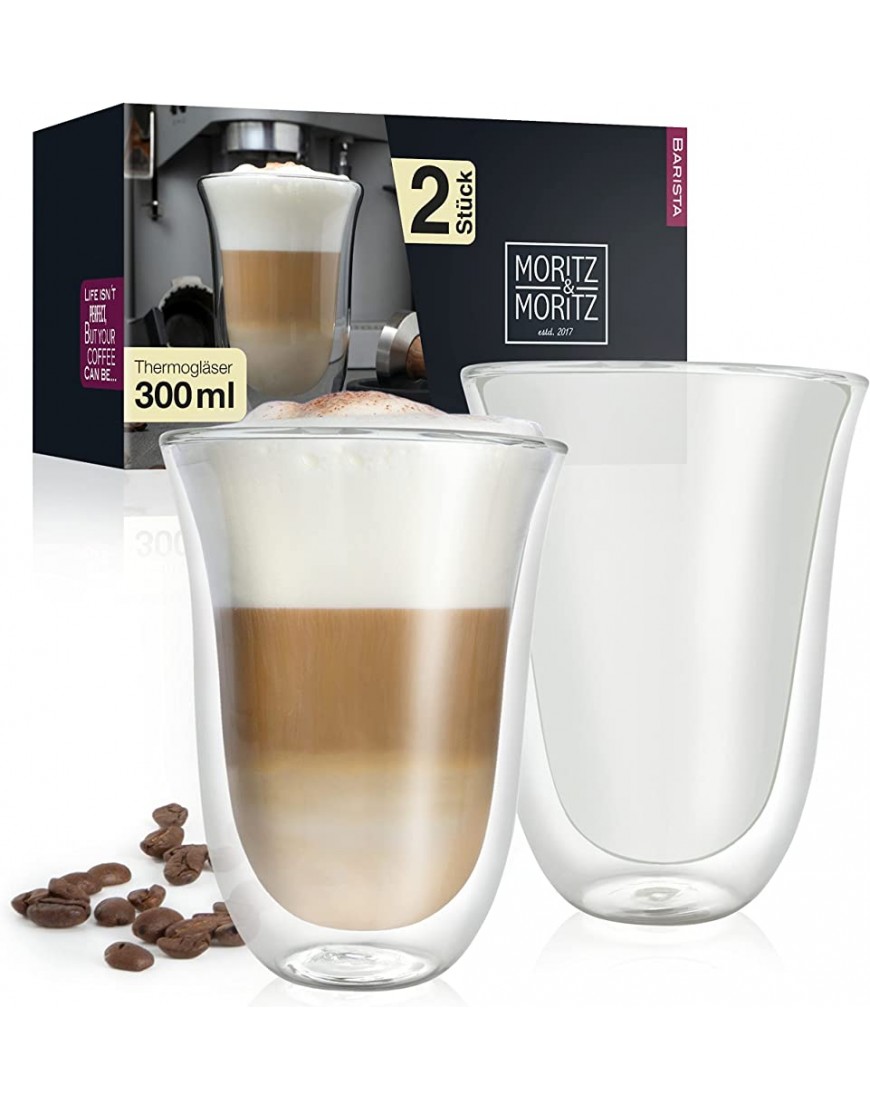 Moritz & Moritz Barista Napoli 2 verres à latte macchiato double paroi de 300 ml Verres à double paroi pour café thé ou dessert Adaptés au lave-vaisselle - BK1JALGDM