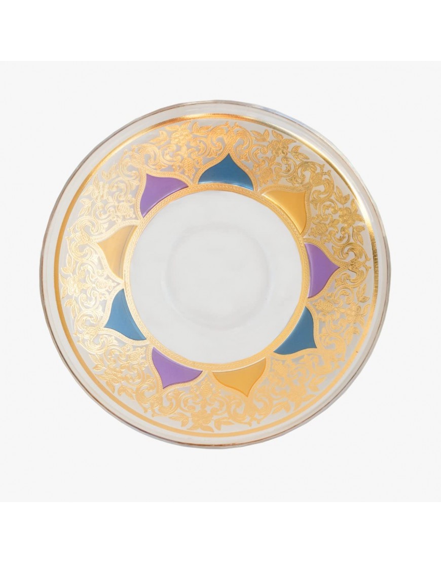 MY SOUK UG Verres à thé turcs arabes et soucoupes style Marrakech Lot de 12 verres à thé faits à la main 6 belles soucoupes 6 verres à thé turcs - BQEHBBHCT