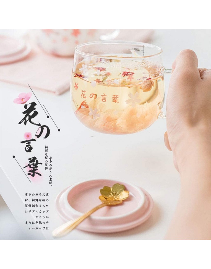 Tasse Sakura créative tasse Sakura mignonne tasse résistante à la chaleur tasse transparente tasse à café en verre borosilicate cadeau couleur : rose A taille : 400 ml - BQ6M8DPNY