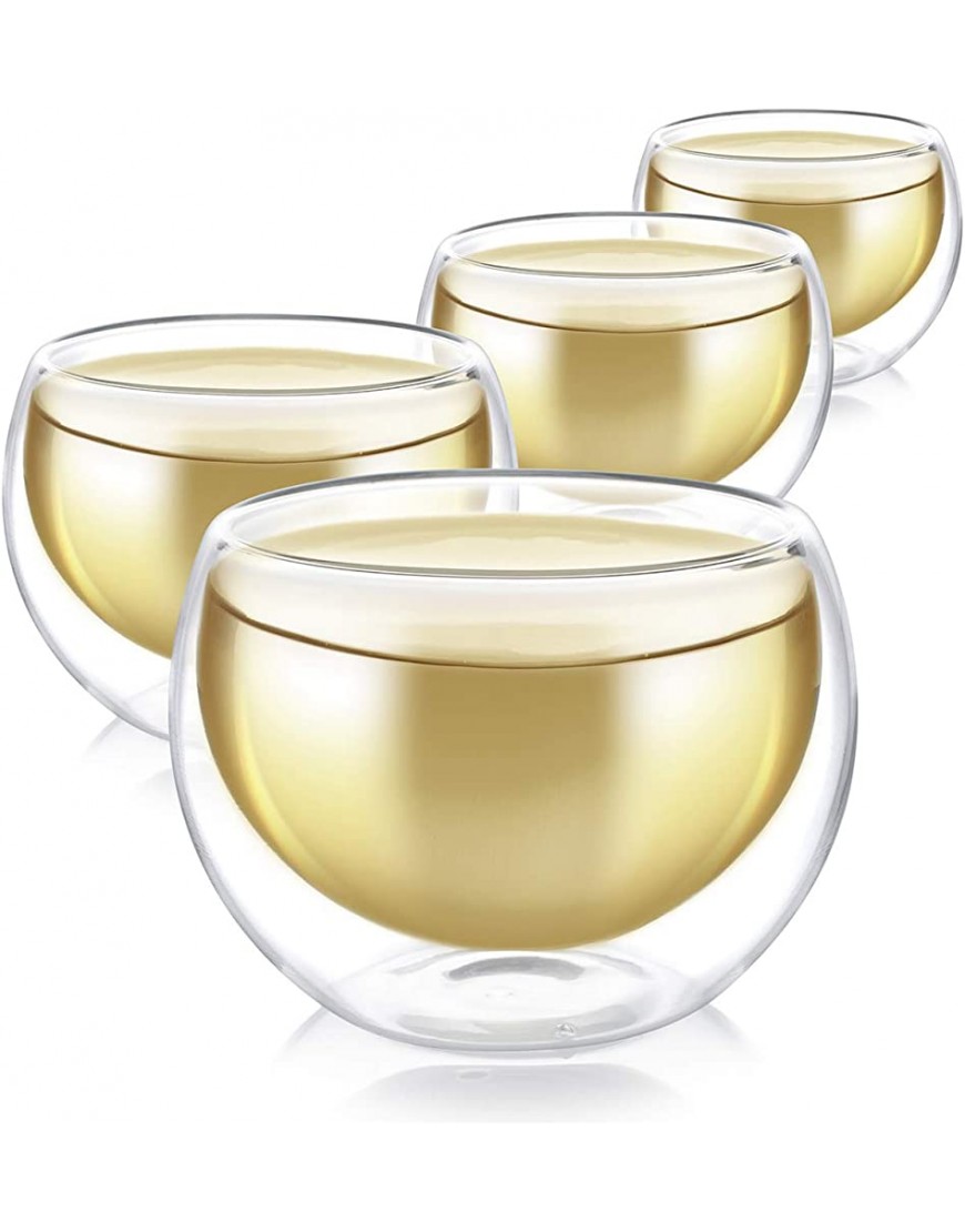 Teabloom 4 Tasses en Verre à Double paroi 100 ML – Tasses à thé et Expresso en Verre borosilicaté résistant à la Chaleur - BBDV9AKDW