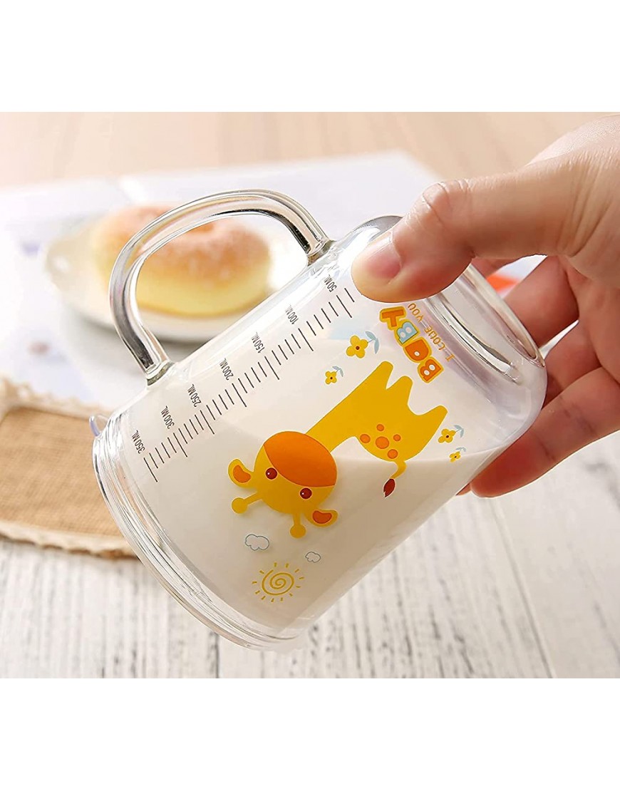 Thstheaven Gobelet à lait en verre avec paille en silicone et poignée de couvercle pour enfants et adultes tasse à lait en verre avec mesure au micro-ondes anti-fuite 350 ml - BM1MBISBP