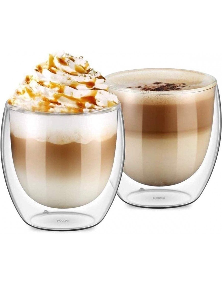 Umigal Lot de 2 verres à double paroi En verre borosilicate Pour thé café latte cappuccino 250 ml - B966BRUGI