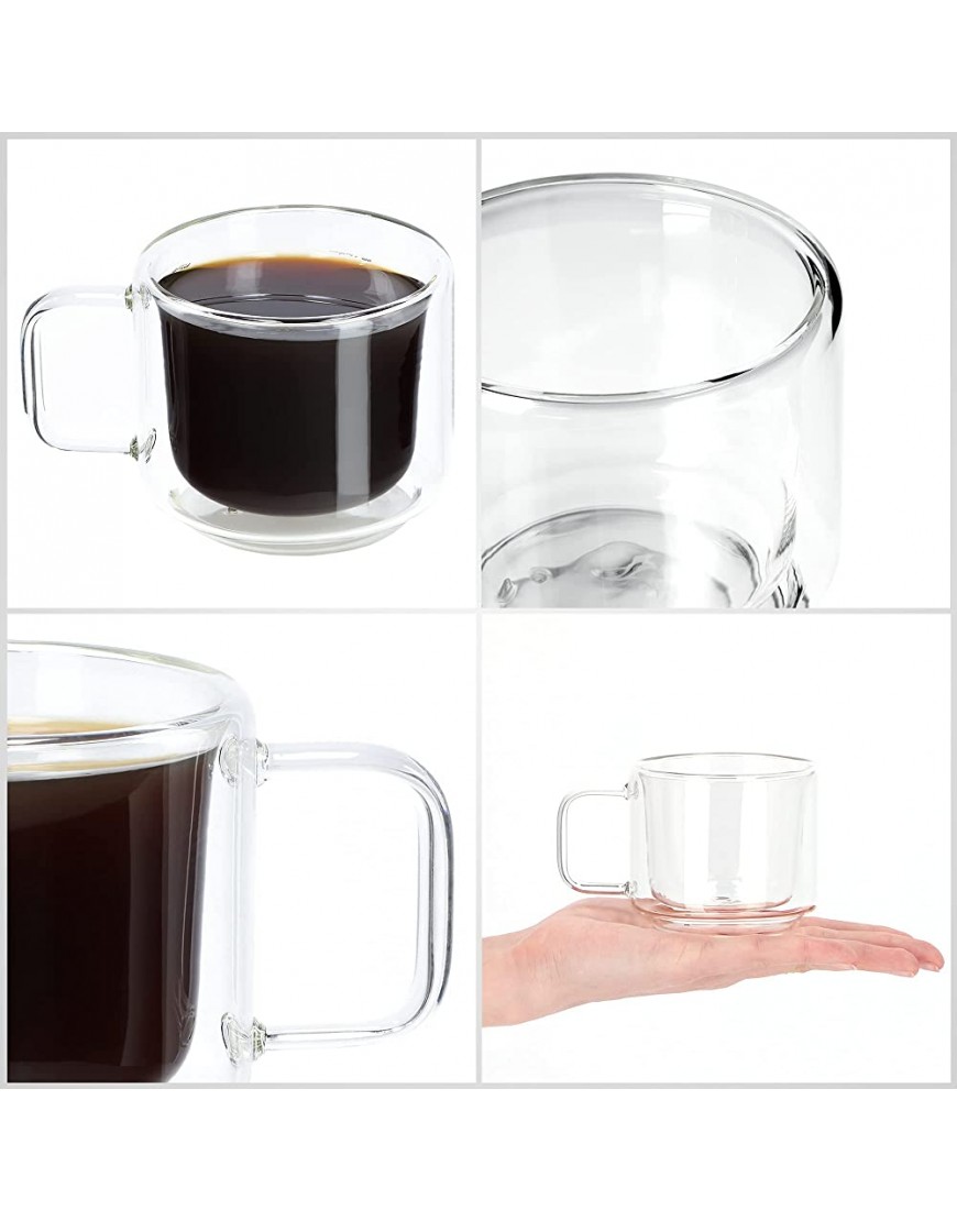 Verres à double paroi KADAX set 200ml verres thermiques en verre borosilicaté verres à boire pour thé café cappuccino eau jus thé glacé verres à café avec anse 6 - BWMQBXKEY