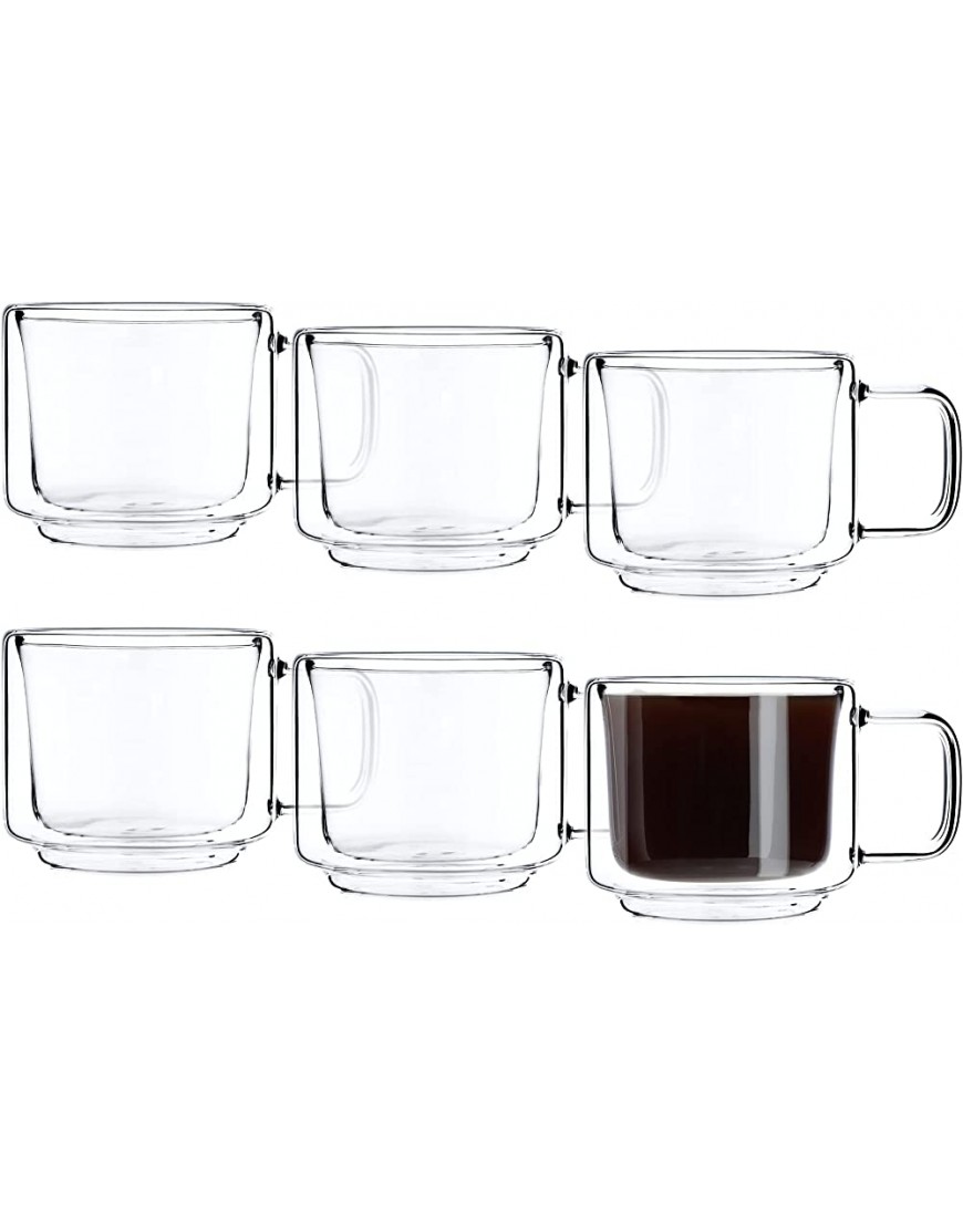 Verres à double paroi KADAX set 200ml verres thermiques en verre borosilicaté verres à boire pour thé café cappuccino eau jus thé glacé verres à café avec anse 6 - BWMQBXKEY