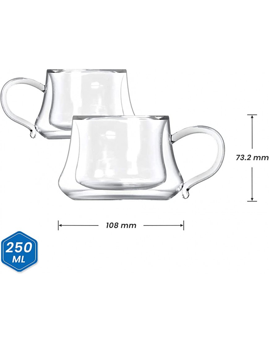 vevouk Double paroi isolée en verre tasses à café 220ml 7.4oz résistant à la chaleur ensemble de 2 Espresso Coffee Cups avec poignées pour thé latte cappuccino Milk Juice Friends Gift - B1QENQWFV