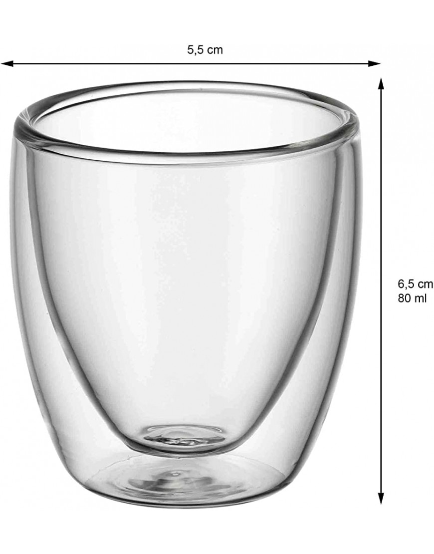 WMF Kult Lot de 6 tasses à expresso à double paroi en verre 80 ml effet flottant verres à expresso résistants à la chaleur transparent - BVE11OCWX